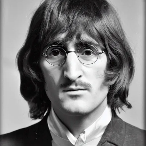 Image similar to a man who is a genetic combination of john lennon and paul mccartney and george harrison and ringo starr, face and upper - body focus, detailed eyes, photograph taken in 1 9 6 9, award winning photograph