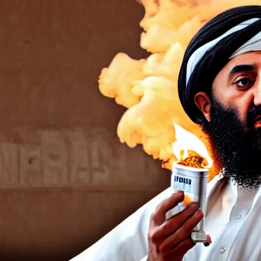 Image similar to 8 k uhd footage osama bin laden smoke marlboro, uhd details