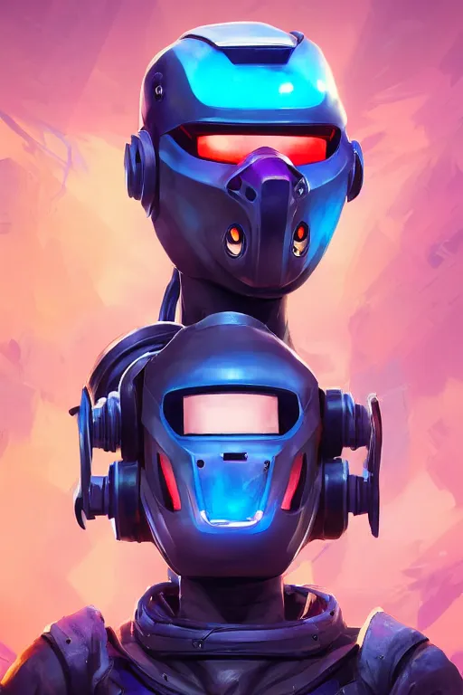 Image similar to epic mask helmet robot ninja portrait stylized as fornite style game design fanart by concept artist gervasio canda, behance hd by jesper ejsing, by rhads, makoto shinkai and lois van baarle, ilya kuvshinov, rossdraws global illumination radiating a glowing aura global illumination ray tracing hdr render in unreal engine 5