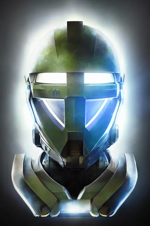 Image similar to robot ninja mask helmet halo master chief radiating a glowing aura global illumination ray tracing hdr fanart arstation by ian pesty and katarzyna da „ bek - chmiel