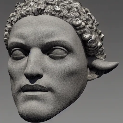 Prompt: 3 d renaissance statue head, mix with neon art, highly detailed