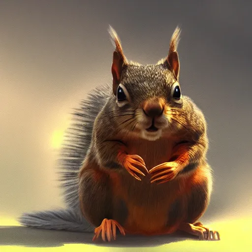 Prompt: terrorist squirrel, genetically mutated squirrel, cute, evil, smooth, sharp focus, matte painting, artstation