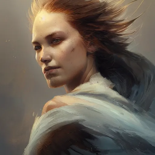 Image similar to a beautiful portrait of a wind goddess by Greg Rutkowski and Raymond Swanland, Trending on Artstation, ultra realistic digital art