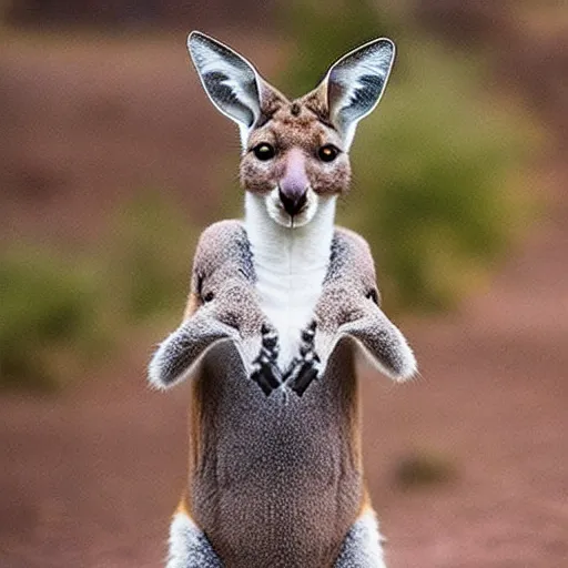 Image similar to a kangaroo - cat - hybrid, animal photography