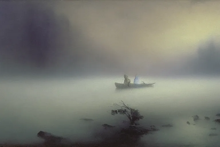 Image similar to ghosts in the fog, ivan aivazovsky