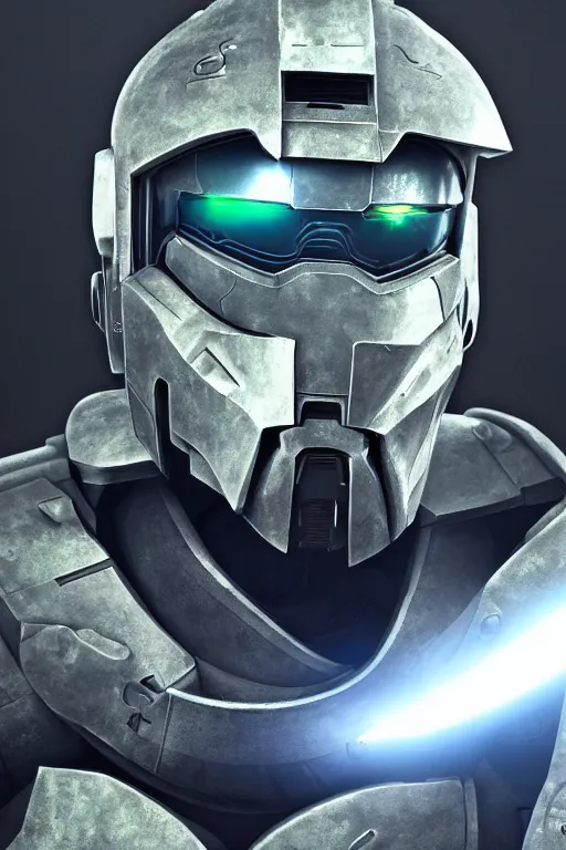 Image similar to robot ninja mask helmet halo master chief radiating a glowing aura global illumination ray tracing hdr fanart arstation by ian pesty and katarzyna da „ bek - chmiel