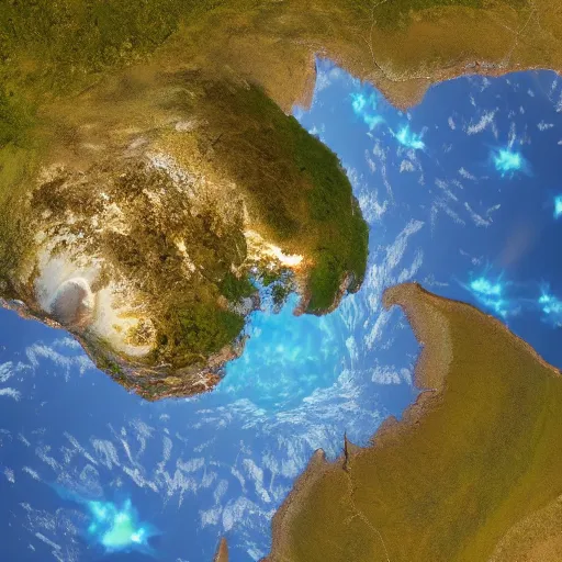 Prompt: A lush planet as seen from space, satellite image.