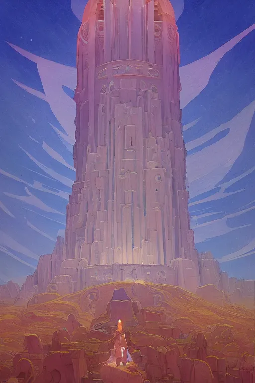 Prompt: glorious painted tower of the sun and the lost stars, by Sylvain Sarrailh and Nicholas Roerich and jean delville and Tyler Edlin, dramatic cinematic lighting , beautiful garden, ornate carved architecture, smooth, sharp focus, extremely detailed