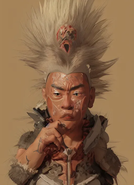 Image similar to jiraiya, au naturel, hyper detailed, digital art, trending in artstation, cinematic lighting, studio quality, smooth render, unreal engine 5 rendered, octane rendered, art style by klimt and nixeu and ian sprigger and wlop and krenz cushart