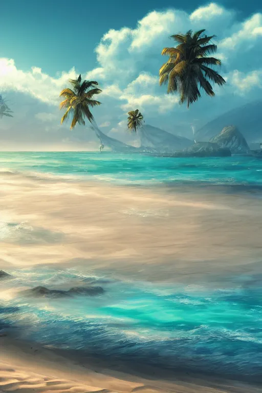 Image similar to digital matte fantasy dreamy beachscape, artstation, behance, 8 k by anton fadeeve