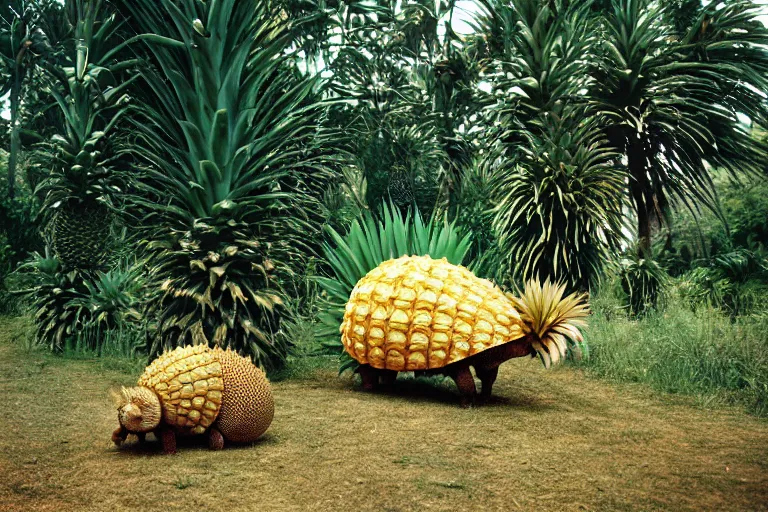 Image similar to a photo of a giant mutant pineapple armadillo in its natural habitat, kodak ektachrome e 1 0 0 photography