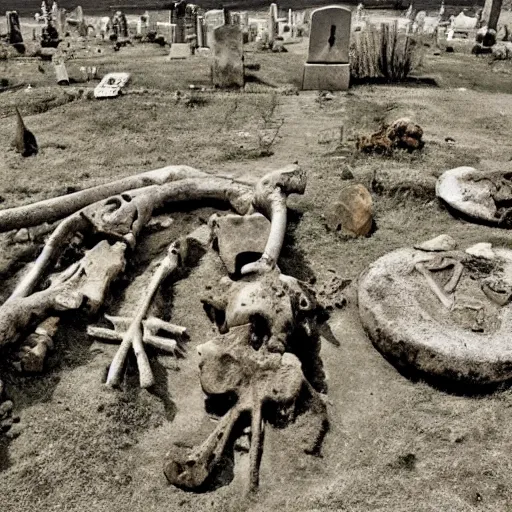 Image similar to archaeological artifact. photograph. death and decay. cemetery; exposed bones. elephant graveyard; cartilage. ancient burial ground.