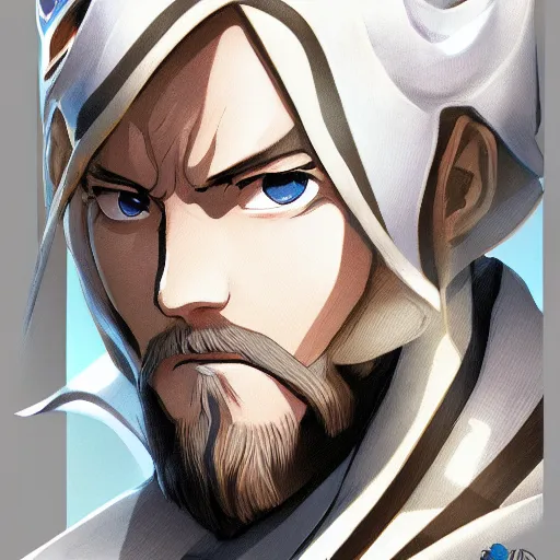 Image similar to portrait of obi wan kenobi, anime fantasy illustration by tomoyuki yamasaki, kyoto studio, madhouse, ufotable, comixwave films, trending on artstation