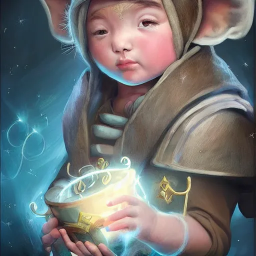 Image similar to epic professional digital airbrushed portrait art of a cute baby elephant dressed as a magician,, best on artstation, cgsociety, wlop, Behance, pixiv, cosmic, epic, stunning, gorgeous,, masterpiece by Dorian Cleavanger and Stanley Lau,