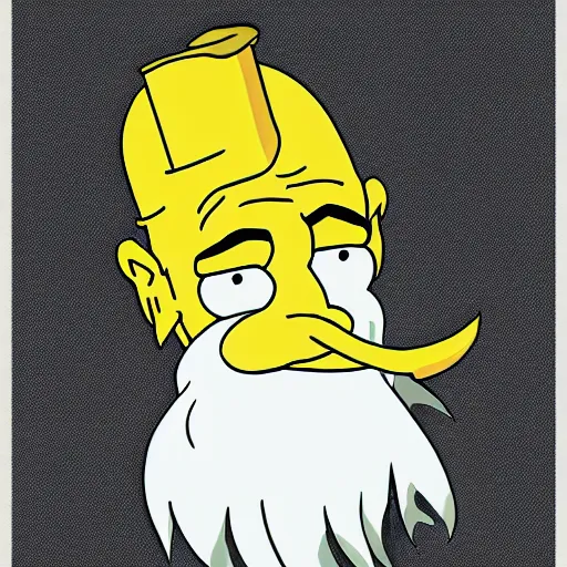 Image similar to gandalf portrait, simpsons cartoon style.