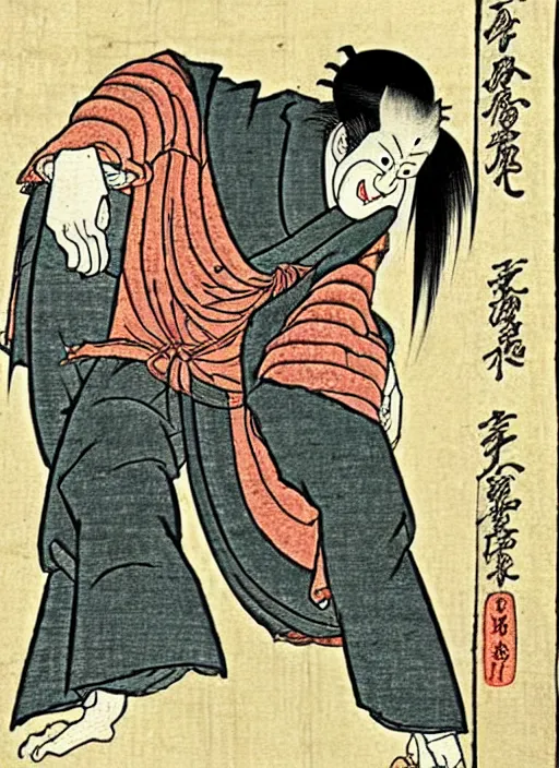 Image similar to frankenstein as a yokai illustrated by kawanabe kyosai and toriyama sekien