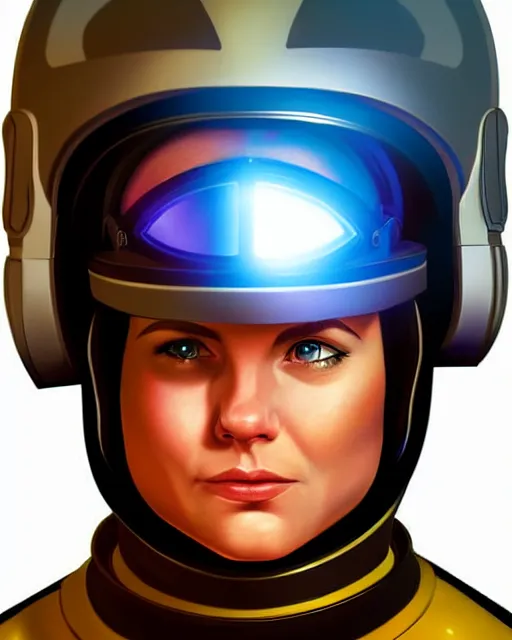 Image similar to portrait of a starship captain with a helmet video game character, digital illustration portrait design 3 / 4 perspective, detailed, gorgeous lighting, wide angle action dynamic portrait