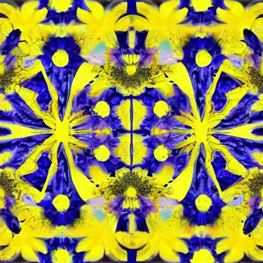 Image similar to a collage of yellow and blue fusion