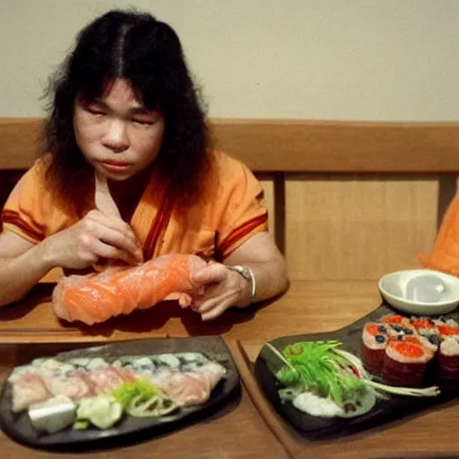 Image similar to neanderthal people in eurasia eating sushi 4 0 0 0 0 years ago