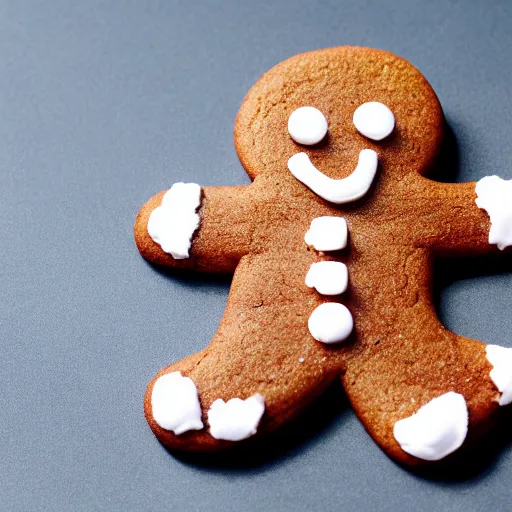 Prompt: a gingerbread man in real life eating a cookie, realistic, ultra HD, 4K UHD, highly detailed