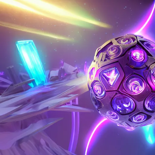 Prompt: purple powerful magic mana symbol, crystal and cybernetic structure, epic legends game icon, stylized digital illustration, radiating, a glowing aura, global illumination, ray tracing, hdr, unreal engine, octane render, trending on arstation, by ian pesty and katarzyna bek - chmiel