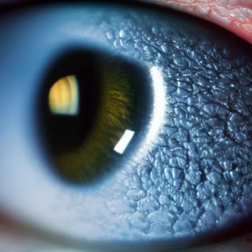 Image similar to extreme closeup of a hyperrealistic human eye contained within another human eye, macro shot, hyperrealistic, extreme detail, ray tracing, octane render