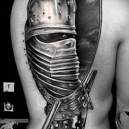 medieval shoulder armor tattoo