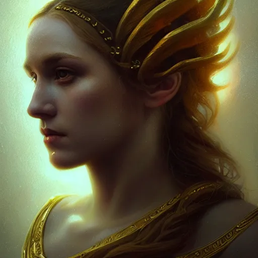 Image similar to majestic gracious regal seductive aphrodite portrait, ancient greece, atmospheric lighting, painted, intricate, volumetric lighting, beautiful, rich deep colours masterpiece, golden hour, sharp focus, ultra detailed, by leesha hannigan, ross tran, thierry doizon, kai carpenter, ignacio fernandez rios