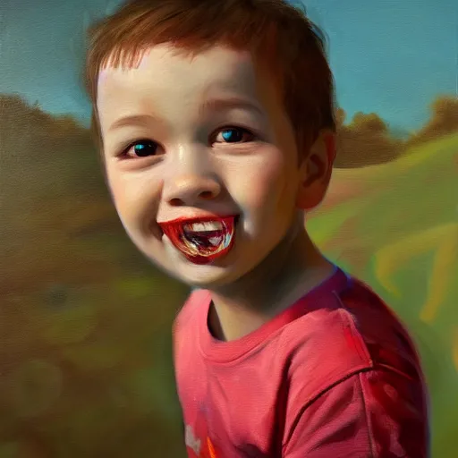 Prompt: the kid lost another tooth, oil painting, renaissance, 4k, ultra realistic, dynamic lighting, art station, ultra quality