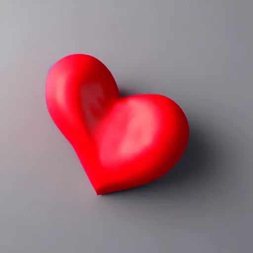 Image similar to 3d render of a badly formed red putty heart shape in the middle of a gray sheet of paper