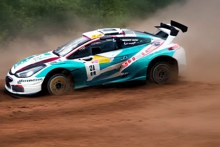 Image similar to F1 rally car driving on off-road. High speed photography, motion blur, photograph, midday, muted colors, motion blur, mist