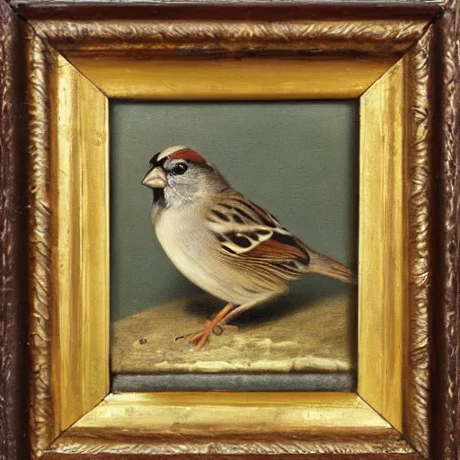 Prompt: a sparrow, oil painting, by Diego Velazquez