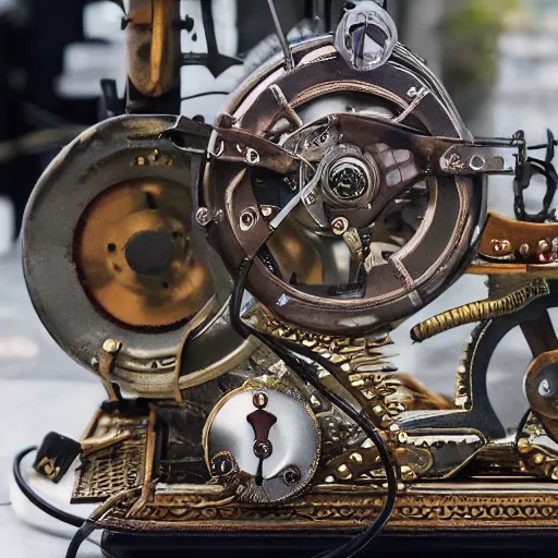 Prompt: steampunk record player, highly detailed, sharp focus