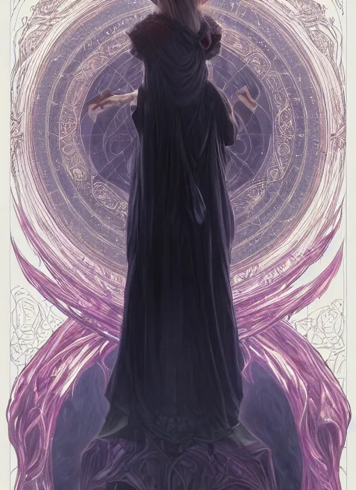 Prompt: portrait Rooney Mara as a dark magician of the magic of darkness, full length shot, shining, 8k highly detailed, sharp focus, illustration, art by artgerm, mucha, bouguereau