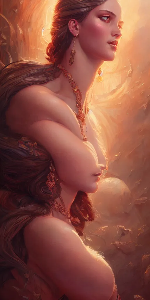 Image similar to portrait of a seductive and powerful aphrodite, detailed intricate illustration, detailed illustration, hd, 4 k, digital art, overdetailed art, by greg rutkowski, by loish, complementing colors, trending on artstation, deviantart