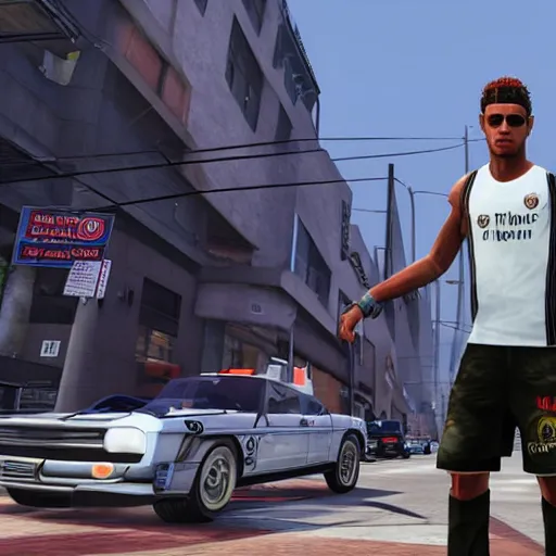 Image similar to character screenshot of neymar in grand theft auto, gta v