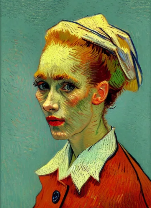 Image similar to portrait of a woman, detailed beautiful face in painting, detailed beautiful portrait, expressionist oil painting masterpiece, 8 k resolution, smooth, sharp focus, pastel color palette, trending on artstation, by van gogh