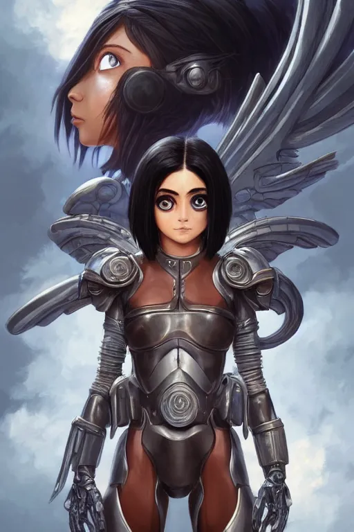 Image similar to battle angel alita, d & d, fantasy, portrait, highly detailed, headshot, digital painting, trending on artstation, concept art, sharp focus, illustration, art by artgerm and greg rutkowski and magali villeneuve