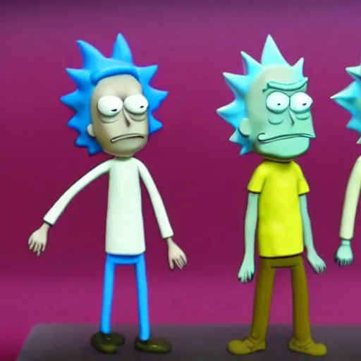 Image similar to Rick and Morty clay animation 4K quality