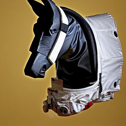 Prompt: astronaut wearing horse head mask