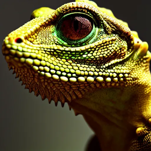 Prompt: a highly detailed portrait of a lizard man with bright scaly skin, 8 k, 4 k, highly detailed, sharp,