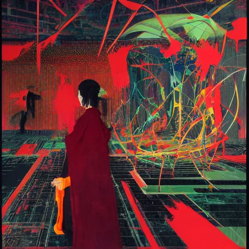 Prompt: designs from your mind with atari graphics, a brutalist designed, gothic, rich deep colours, painted by francis bacon, adrian ghenie, james jean and petra cortright, part by gerhard richter, part by takato yamamoto. 8 k masterpiece.