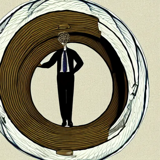 Image similar to man whose body has twisted into a spiral