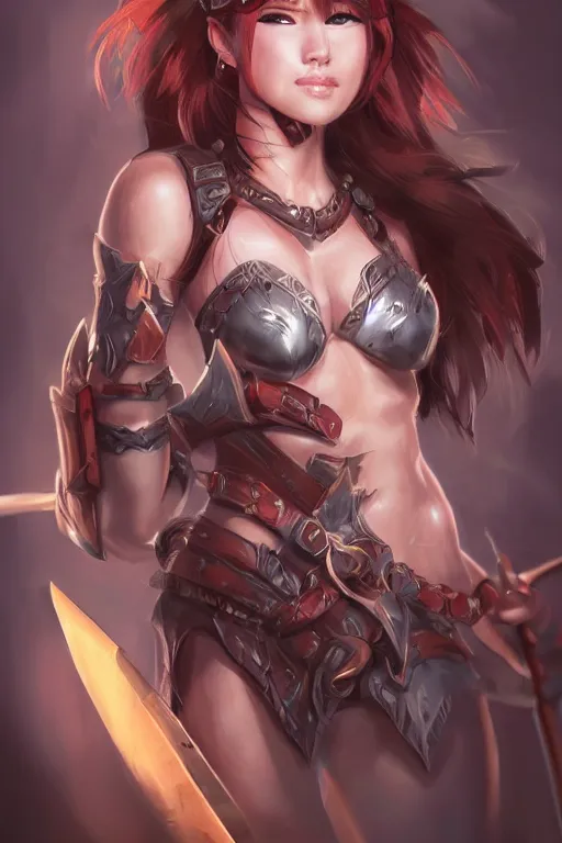 Image similar to portrait of a barbarian female, ultra sharp, very detailed, high quality focus by rossdraws