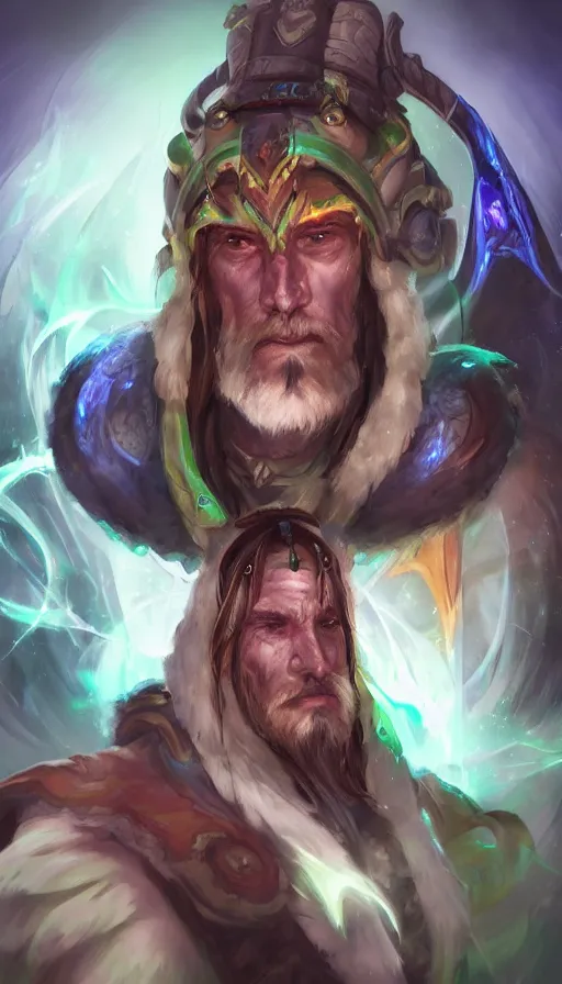 Prompt: portrait of a digital shaman, by league of legends concept artists