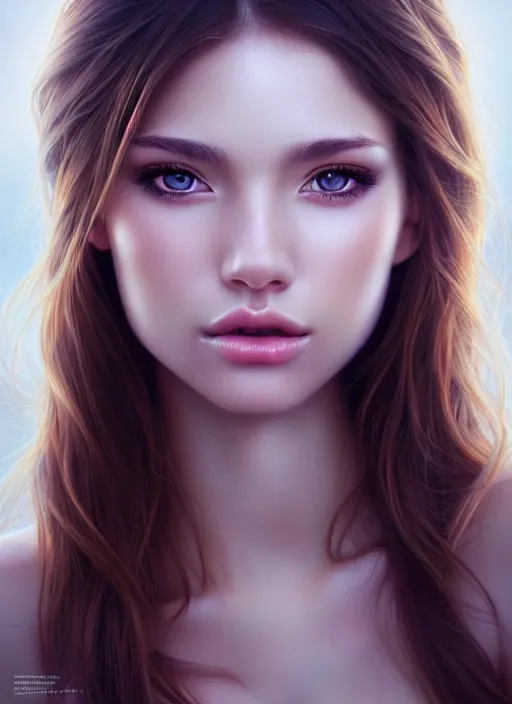 Image similar to a gorgeous female photo, professionally retouched, soft lighting, half body shot, realistic, smooth face, perfect eyes, symmetrical, wide angle, sharp focus on eyes, 8 k high definition, insanely detailed, intricate, elegant, art by artgerm