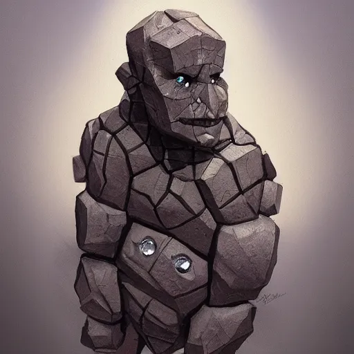 Prompt: a golem made out of diamond, realistic, by brian huang artstation,