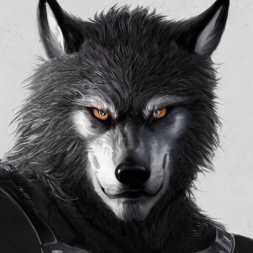 Image similar to a well designed portrait of werewolf, detailed, realistic, sketch style, artstation, greg rutkowski, 8 k resolution.