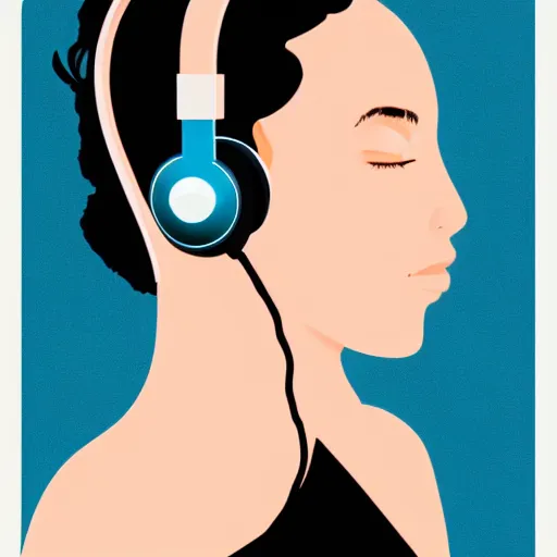 Image similar to a beautiful portrait illustration of a woman in with headphones by jason brooks, hed kandi, adobe illustrator