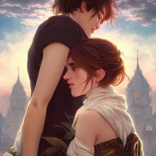 Prompt: ultra realistic illustration, bella thorne and emma watson kissing anime, intricate, elegant, highly detailed, digital painting, artstation, concept art, smooth, sharp focus, illustration, art by artgerm and greg rutkowski and alphonse mucha and wlop